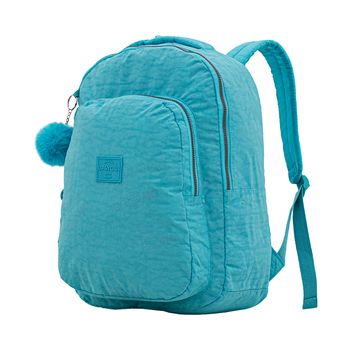 Mochila-Turquesa-Kids-Tecido-Crinkle-Chaveiro-Pompom-|-Luxcel-Tamanho--UN---Cor--TURQUESA-0